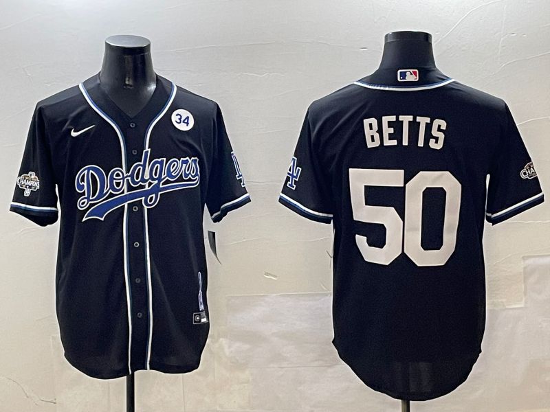 Men Los Angeles Dodgers 50 Betts Black Fashion Game 2025 Nike MLB Jersey style 3063